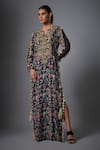 Buy_Payal Singhal_Black Embroidered Yoke Beyza Kaftan _at_Aza_Fashions