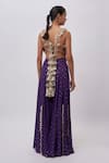 Shop_Payal Singhal_Purple Georgette Tassels Round Neck Embroidered Choli And Sharara Set _at_Aza_Fashions