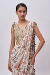 Payal Singhal_Cream Embroidered Choli And Printed Pre-stitched Saree _Online_at_Aza_Fashions