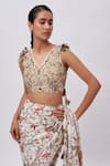 Buy_Payal Singhal_Cream Embroidered Choli And Printed Pre-stitched Saree _Online_at_Aza_Fashions