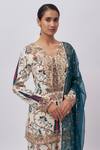 Buy_Payal Singhal_Cream Blue Forest Whisper Print Kurta Set _Online_at_Aza_Fashions