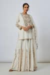 Buy_Payal Singhal_Embroidered Off White Kurta And Sharara Set _at_Aza_Fashions