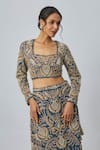 Payal Singhal_Navy Blue Embroidered Choli And Skirt Set _Online_at_Aza_Fashions