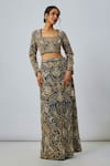 Buy_Payal Singhal_Navy Blue Embroidered Choli And Skirt Set _at_Aza_Fashions