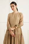 Arcvsh by Pallavi Singh_Beige Gathered Anarkali Set _at_Aza_Fashions