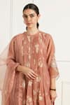 Arcvsh by Pallavi Singh_Peach Pleated Tunic And Printed Pants Set _Online_at_Aza_Fashions