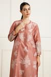 Shop_Arcvsh By Pallavi Singh_Peach Silk, Chanderi, Organza Lace, Embroidery Round Discharge Print Kurta Set _Online_at_Aza_Fashions