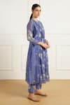 Arcvsh by Pallavi Singh_Blue Twilight Pleated Tunic And Printed Pants Set _Online_at_Aza_Fashions