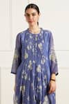 Shop_Arcvsh by Pallavi Singh_Blue Twilight Pleated Tunic And Printed Pants Set _Online_at_Aza_Fashions