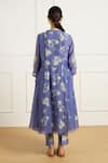 Shop_Arcvsh by Pallavi Singh_Blue Twilight Pleated Tunic And Printed Pants Set _at_Aza_Fashions