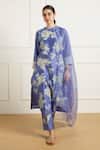 Buy_Arcvsh by Pallavi Singh_Blue Twilight Pleated Tunic And Printed Pants Set _Online_at_Aza_Fashions