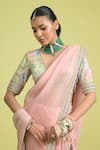 Rishi and Vibhuti_Blush Elysian Designer Dusty Pink Saree Set _Online_at_Aza_Fashions