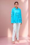 Buy_Namrata Joshipura_Blue Embroidery Collared Floral Embellished Asymmetric Tunic_at_Aza_Fashions