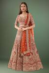 Buy_Samyukta Singhania_Orange Embroidery, Gota Patti, Sequins Sweetheart Botanical Pattern Lehenga Set_at_Aza_Fashions