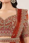 Samyukta Singhania_Orange Embroidery, Gota Patti, Sequins Sweetheart Botanical Pattern Lehenga Set_Online_at_Aza_Fashions