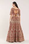 Shop_Samyukta Singhania_Orange Embroidery, Gota Patti, Sequins Sweetheart Botanical Pattern Lehenga Set_at_Aza_Fashions