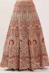 Shop_Samyukta Singhania_Orange Embroidery, Gota Patti, Sequins Sweetheart Botanical Pattern Lehenga Set_Online_at_Aza_Fashions