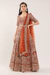 Buy_Samyukta Singhania_Orange Embroidery, Gota Patti, Sequins Sweetheart Botanical Pattern Lehenga Set