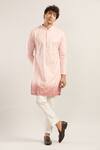 Rng Safawala_Pink Embroidery Ombre Chikankari Kurta Set _at_Aza_Fashions