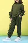 Shop_Samyukta Singhania_Green Cotton Frilled Full Sleeve Top And Jogger Set _Online_at_Aza_Fashions