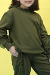 Samyukta Singhania_Green Cotton Frilled Full Sleeve Top And Jogger Set _Online