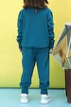 Shop_Samyukta Singhania_Blue Cotton Bow Detail Full Sleeve Top And Jogger Set _at_Aza_Fashions
