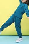 Buy_Samyukta Singhania_Blue Cotton Bow Detail Full Sleeve Top And Jogger Set _Online_at_Aza_Fashions