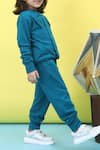 Shop_Samyukta Singhania_Blue Cotton Bow Detail Full Sleeve Top And Jogger Set _Online_at_Aza_Fashions