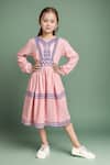 Buy_Samyukta Singhania_Pink Fit And Flare Cotton Dress For Girls _at_Aza_Fashions
