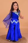 Buy_Turqidz By Shweta Aggarwal_Blue Silk, Organza Sequins Electric Embroidered Kurta Set _at_Aza_Fashions
