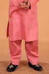 Shop_Turqidz By Shweta Aggarwal_Pink Cotton Satin Embroidery Embellished Kurta Set _at_Aza_Fashions