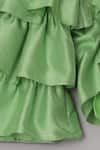 Shop_Turqidz By Shweta Aggarwal_Pink Cotton, Silk Embroidery Kurti And Green Ruffle Sharara _Online_at_Aza_Fashions