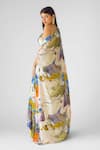 Shop_Basanti - Kapde Aur Koffee_Lavender Crepe Embroidery Scoop Neck Embellished Cape Set _at_Aza_Fashions