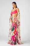 Buy_Basanti - Kapde Aur Koffee_Pink Crepe Embroidered Cape Set _Online_at_Aza_Fashions