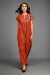 Buy_Deepika Arora_Rust Two-tone Cap Sleeve Jumpsuit _at_Aza_Fashions