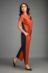 Deepika Arora_Rust Two-tone Cap Sleeve Jumpsuit _Online_at_Aza_Fashions