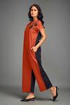 Buy_Deepika Arora_Rust Two-tone Cap Sleeve Jumpsuit _Online_at_Aza_Fashions