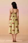 Shop_Dressfolk_Green Chanderi Sweetheart Neck Floral Hand Block Printed Midi Dress _at_Aza_Fashions