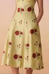 Dressfolk_Green Chanderi Sweetheart Neck Floral Hand Block Printed Midi Dress _at_Aza_Fashions