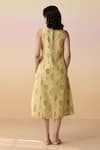 Shop_Dressfolk_Green Poplin Embroidery V-neck Sage Hand Block Floral Midi Dress _at_Aza_Fashions