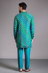 Shop_Rabani & Rakha_Aqua Gingham, Cotton Sequins, Zari Leheriya Bandhani Kurta Set _at_Aza_Fashions