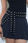 Buy_Trov_Black Studs Suede Studded Designer Belt _at_Aza_Fashions