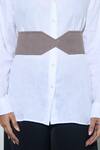 Buy_Trov_Gray Structured Suede Grey Ezra Belt _at_Aza_Fashions