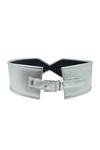Shop_Trov_Silver Structured Leather Ezra Belt _at_Aza_Fashions