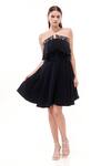 Buy_Maenaam_Navy Polyester Studs Off-shoulder Fit-n-flare Tube Dress With Ruffle_Online_at_Aza_Fashions