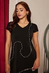 Shop_Maenaam_Black Beaded Short Sleeve Midi Dress _Online_at_Aza_Fashions