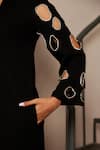 Maenaam_Black Crepe Studs V-neck Chloe Cut Out Studded Shift Dress _Online_at_Aza_Fashions