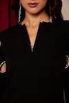 Buy_Maenaam_Black Crepe Studs V-neck Chloe Cut Out Studded Shift Dress _Online_at_Aza_Fashions