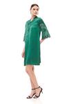 Buy_Maenaam_Green Satin Beads, Embroidery V-neck Hand Embellished Dress _Online_at_Aza_Fashions