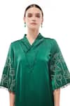 Buy_Maenaam_Green Satin Beads, Embroidery V-neck Hand Embellished Dress 